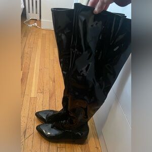 Glossy Black Over-the-Knee Boots